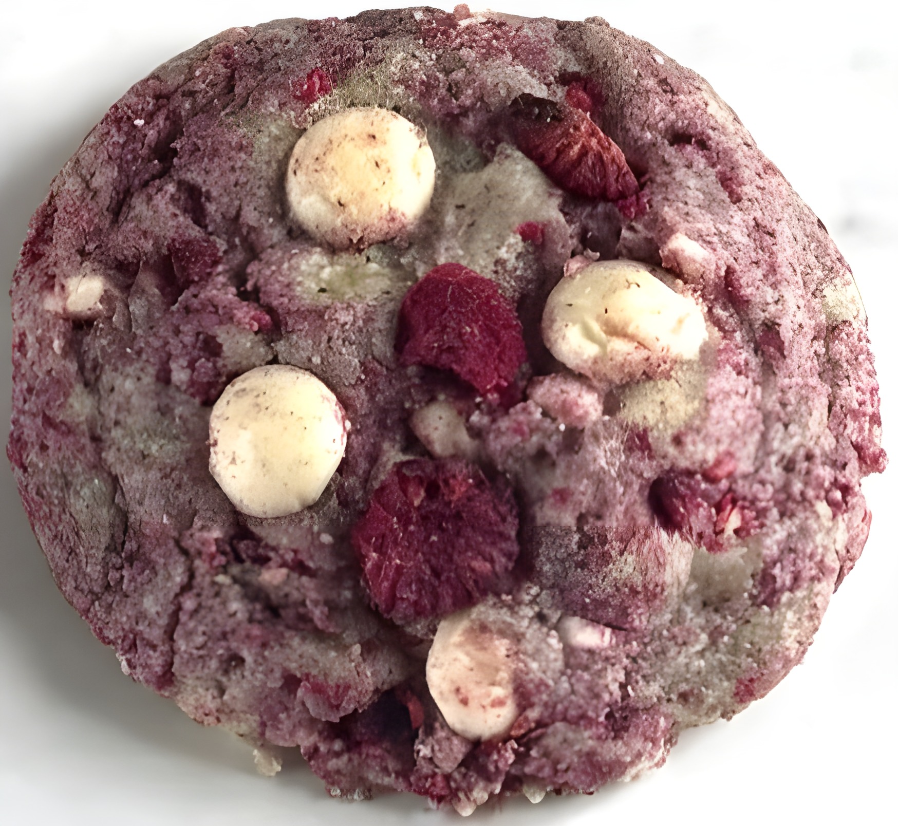White chocolate raspberry scooped cookie